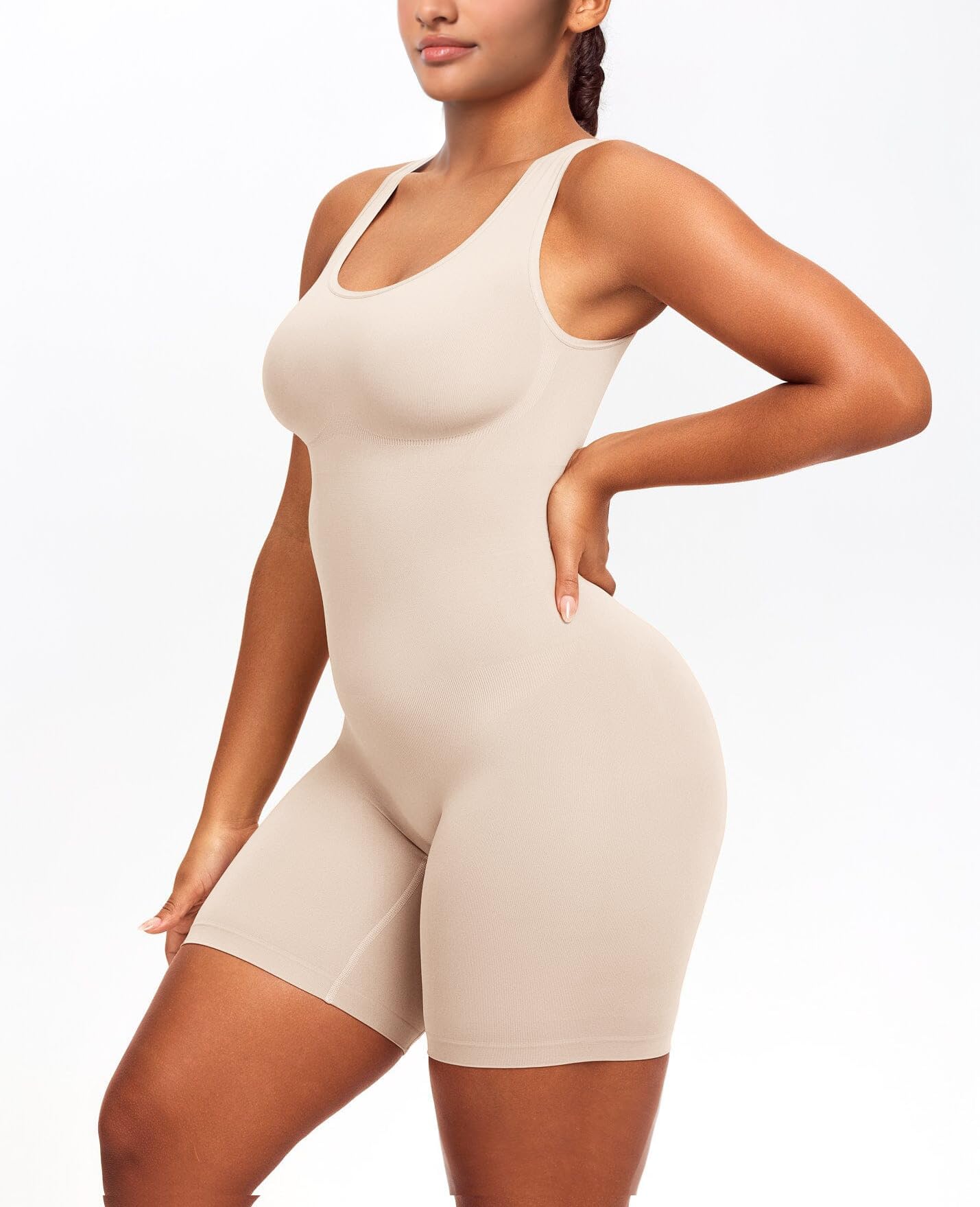 YIANNA Shapewear Bodysuit for Women Tummy Control Scoop Neck Mid Thigh Sculpting Body Shaper