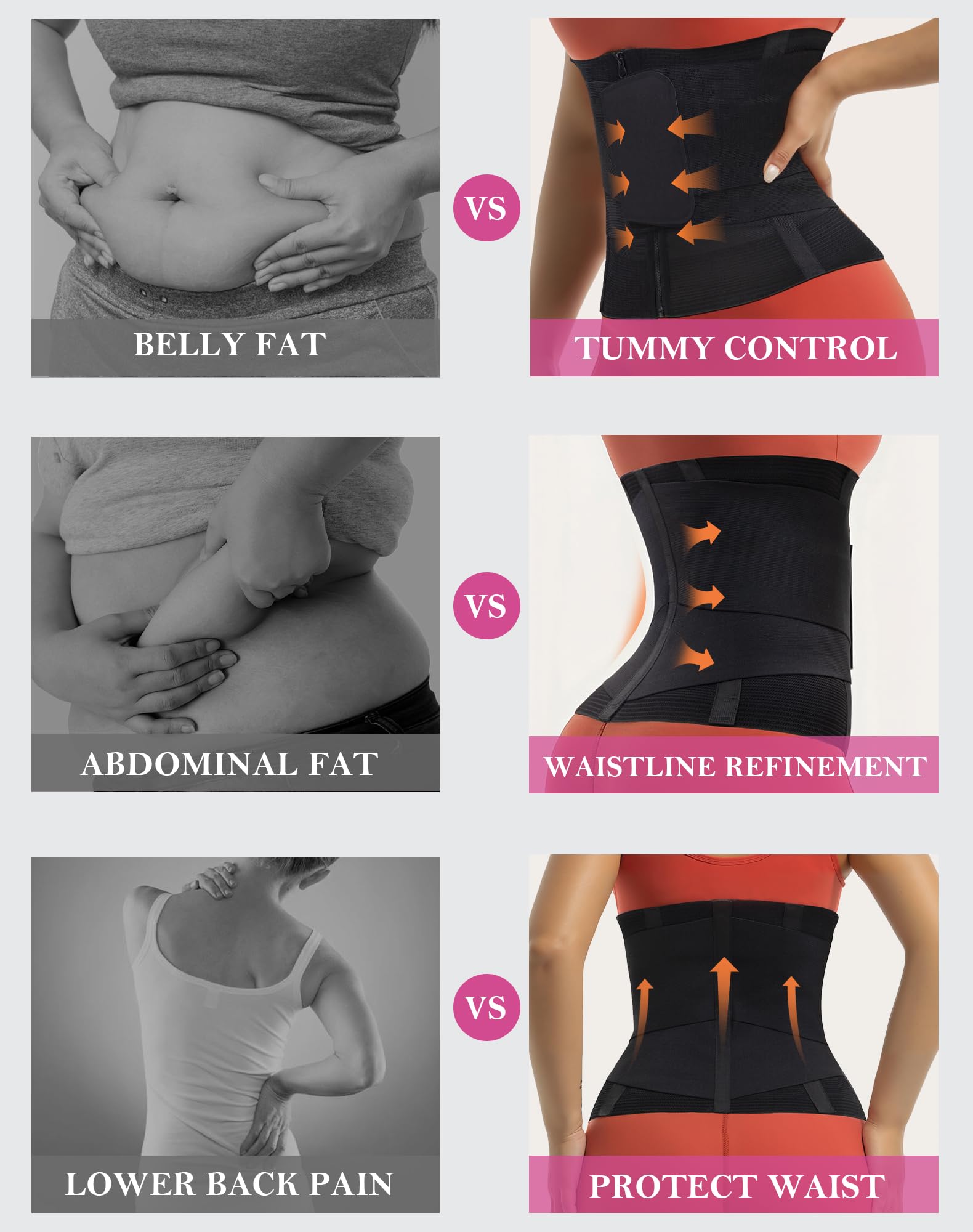 YIANNA Waist Trainer Belt Waist Cincher Tummy Control Body Shaper for Women Sports Girdle Lumbar Support with Double Wrap