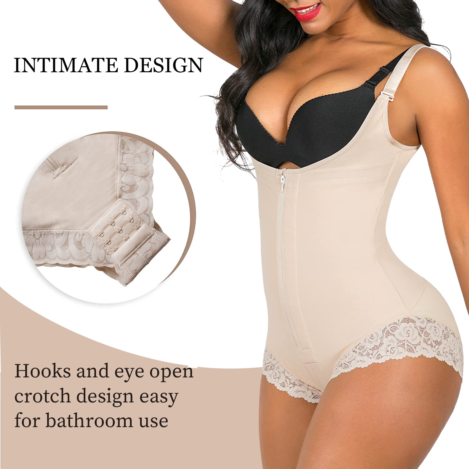 YIANNA Shapewear for Women Tummy Control Fajas Colombianas Open Bust Body Shaper Slimmer Bodysuit